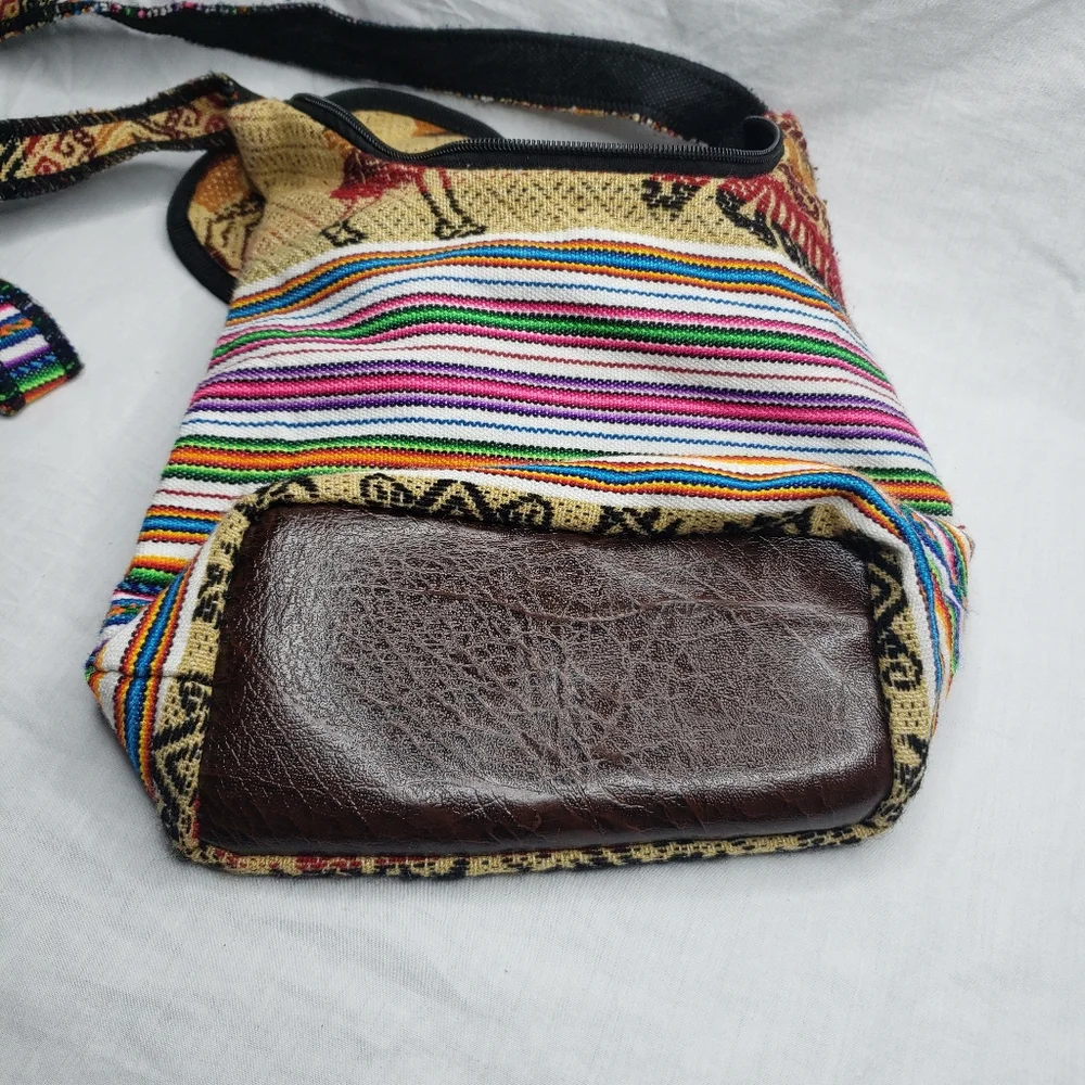 Small Shoulder Crossbody Zipper Bag Peru Indigenous Woven Pattern
